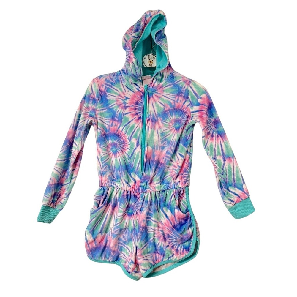 More Than Magic Girls Tie Dye Hooded‎ Romper Sleepwear Size S 6 6X